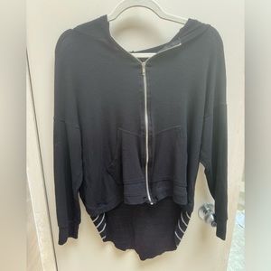 Michael Lauren cozy black sweatshirt with striped back. Size xs